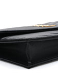 Lambskin Matelasse Chevron Monogram Envelope Chain Wallet Black