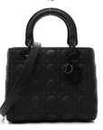 Ultra Matte Calfskin Cannage Medium Lady D1OR Black