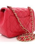 Lambskin Quilted Mini Square Flap Dark Pink