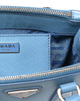 Saffiano Lux Micro Galleria Double Zip Tote Turchese