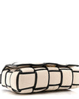 Canvas Intrecciato Padded Cassette Crossbody Bag Natural Black