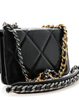 Lambskin Quilted CHNL 19 Wallet On Chain WOC Black