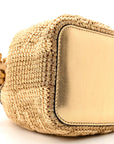 Raffia Lurex Vitello Laminato F is FNDI FF Crochet Mini Mon Tresor Bucket Bag Natural Oro