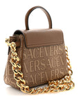 Calfskin Canvas Allover La Medusa Small Top Handle Handbag Brown