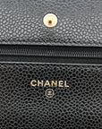 Caviar Quilted Wallet on Chain WOC Black