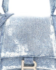 Nappa Denim Printed Small Hourglass Top Handle Bag Denim Blue