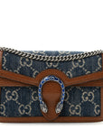 New Denim GG Monogram Dollar Calfskin Enamel Super Mini Dionysus Shoulder Bag Blue Tea Cuir Epilog Electric Blue