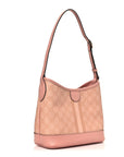 GG Supreme Monogram Textured Dollar Calfskin Web Small Ophidia Bucket Shoulder Bag Rose Pink