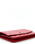 Patent Quilted Brilliant Wallet On Chain WOC Red