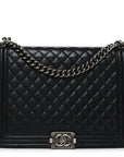 Lambskin Quilted Large Boy Flap Black