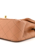 Lambskin Quilted Mini Rectangular Flap Brown
