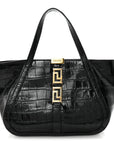 Calfskin Crocodile Embossed Small Greca Goddess Shoulder Bag