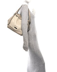 Grainy Calfskin Braided Small Canterbury Tote Beige