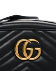 Calfskin Matelasse Small GG Marmont Chain Shoulder Bag Black