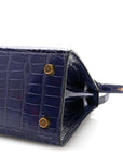 Shiny Alligator Mini Kelly Sellier 20 Bleu Roi