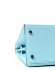 Madame Calfskin Kelly Sellier 25 Bleu Du Nord