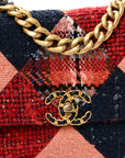 Tweed Quilted Medium CHNL 19 Flap Red Navy Multicolor