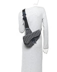 Oblique Mens Saddle Bag Black Blue
