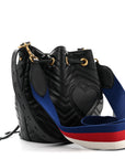 Calfskin Matelasse Sylvie Web GG Marmont Bucket Bag Black