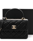 Lambskin Quilted Small Trendy CC Dual Handle Flap Bag Black