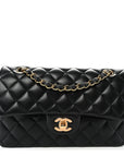 Lambskin Quilted Small Double Flap Black