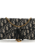 Oblique Saddle Chain Long Wallet Blue