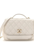 Caviar Quilted Medium Business Affinity Flap White