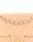 Lambskin Quilted Medium Double Flap Beige