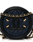 Caviar Quilted Round Filigree Crossbody Navy Black