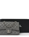 Caviar Quilted Mini Rectangular Flap Grey