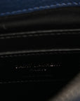 Sheepskin Matelasse Chevron Monogram Medium College Bag Navy