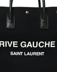 Linen Calfskin Rive Gauche North South Tote Black