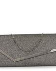 Glitter Fabric Erica Chain Clutch Anthracite