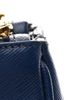 Saffiano Lux Medium Galleria Double Zip Tote Bluette