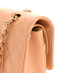 Caviar Quilted Medium Double Flap Beige Clair