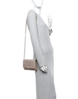 Iridescent Caviar Quilted Wallet on Chain WOC Beige