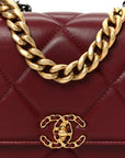 Lambskin Quilted CHNL 19 Wallet On Chain WOC Burgundy