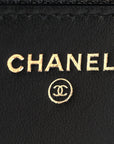 Lambskin Quilted Trendy CC Wallet On Chain WOC Black