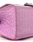 Shiny Calfskin Crocodile Embossed Hourglass Top Handle Bag XS Lilac