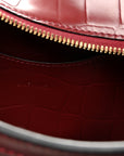 Semi Shiny Calfskin Crocodile Embossed Neo Classic Gold Hardware Mini City Dark Red