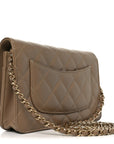 Caviar Quilted Wallet on Chain WOC Beige