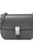 Box Calfskin Medium Classic Box Flap Bag Zinc