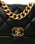 Goatskin Quilted Large CHNL 19 Flap Black