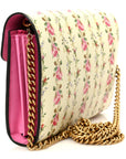 Calfskin Floral Print Mini Dionysus Chain Wallet Ivory Pink