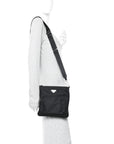 Tessuto Nylon Saffiano Flat Messenger Bag Black