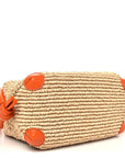 Raffia Calfskin Small Loop Top Handle Natural Burned Orange