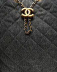 Washed Denim Quilted Large CHNL 25 Handbag Black