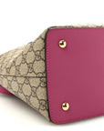 GG Supreme Monogram Linea A Foldover Tote Beige Hibiscus Red New Rosette