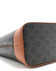 Triomphe Canvas Calfskin Small Bucket Bag Tan
