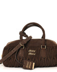 Suede Matelasse Large Arcadie Top Handle Bag Cocoa Brown